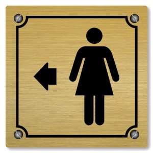 WC ženy vlevo, 80x80mm, zlatá, Kansas